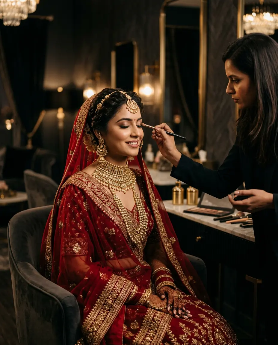 Bridal makeup by a KIYU makeup artist in New Manglapuri
