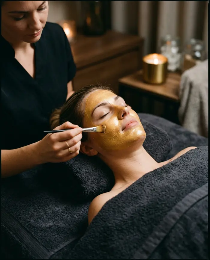 Facial treatment in progress at KIYU Unisex Salon